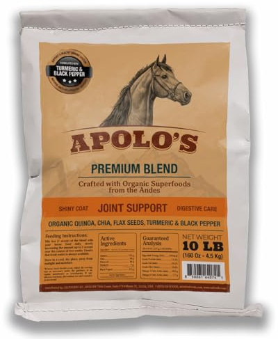 New! APOLO'S 100% Natural Horse Supplement for Daily Feeding – Joint Support, Coat Shine & Strength | Flaxseed, Quinoa, Chia | Turmeric and Black Pepper | 10 LB Bag