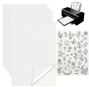 10 Feuilles A4 Stabilisateur Broderie Soluble dans l'eau, Papier Autocollant Imprimante pour Machine à Broder et Main, Film Hydrosoluble sans Résidu pour Transfert Textile et Kit Broderie Créatif