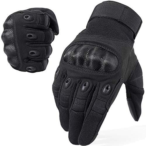 WTACTFUL Taktische Handschuhe Herr Motorradhandschuhe Herren, atmungsaktiv Touchscreen mit Protektoren für Motorrad Airsoft Paintball Fahrradfahren Einsatzhandschuhe Schwarz L