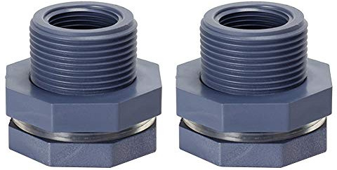 XHXseller 2 pz 3/4 di pollice PVC pioggia barile giardino Spigot Kit Kit paratia montaggio adattatore per acquari, serbatoi acqua, vasche, piscine, paratia serbatoio acqua connettore PVC passante
