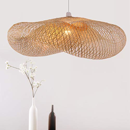 COCOL Lampara Mimbre Lámpara De Techo LED Luz De Techo Diseño Creativo Plafones Luces Infancia Dormitorio Plafón Lámpara Colgante E27 Bambú Industrial Lustre Tejido Lámparas Bambú,100cm