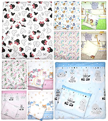 Primawela 2 oder 4 teiliges Set 70x78 für Baby Wiege Kinderwagen Beistellbett Bettwäsche (Zoo Blau, 4 Teilig)