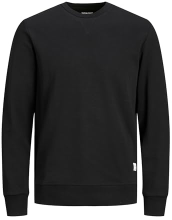 JACK & JONES Sudadera básica de Hombre Gran tamaño Manga Larga Jersey de Talla Grande Gran Jumper JJEBASIC, Color:Negro, Talla Sudadera:8XL
