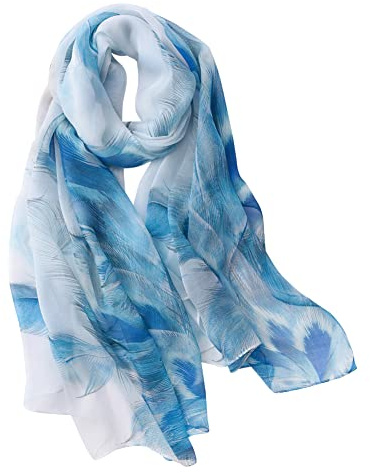 STORY OF SHANGHAI Foulard Donna Seta di 100% Seta, Stola Elegante Cerimonia Chiffon Leggera, Sciarpa Primaverile con Fantasia Colori, Adatto a molteplici occasioni