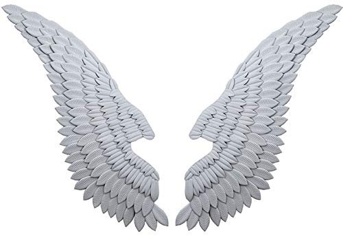 Samnuerly Decorazione murale Artistica con Ali d'Angelo in Metallo, sculture in bassorilievo Bianche, Scultura murale realistica in Stile Vintage 3-D-Set di 2 Pezzi (Dimensioni : 130X45 cm)