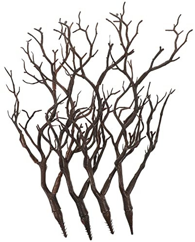 SEWACC 4pcs Artificial Antler Dried Tree Branches Art Witch Antler Twigs Decorative Plant Twigs Plastic Dry Branches Decor For Halloween Party Wedding Home Supplies Brown