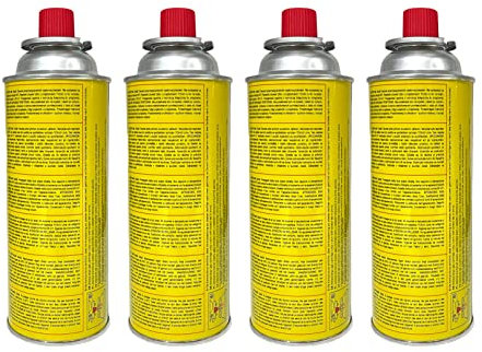 Campata Cartuchos de gas para camping, 227 g, 520 ml, cartucho de gas butano, hornillo Bunsen, hornillo de gas, calentador de gas, quemador de gas, quemador de soldadura (4 cartuchos)