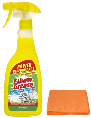 All-purpose Degreaser Spray- 500 ml- Effective Cleaner Formula for Kitchen, Fabric, and Metallic Surfaces with Ultra Absorbent Microfibre Cleaning Cloth