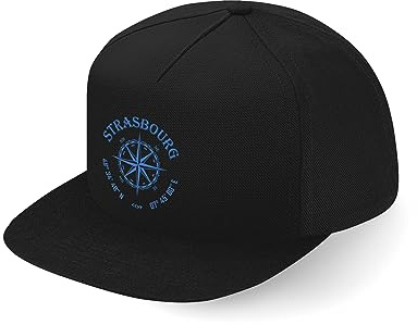 Lauthings Strasburgo Francia Coordinates Travel Fullcap Art Flat Bill Snapback Cap Cap, Nero , Etichettalia unica