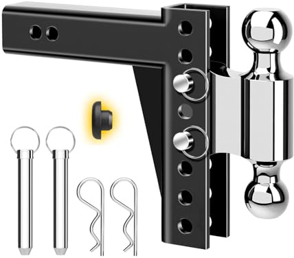 MaxxHaul 50963 Adjustable Dual Ball Mount Fits 2 Inch Receiver 6 inch Drop 7.5 Rise with 2 inch and 2-5/16 Hitch Balls