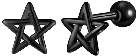 Yumilok Stud Earrings for Women Men Stainless Steel Barbell Screw Earrings stars pentagram Hoop Piercing Balls