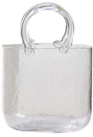 DZGUAI Vaso in vetro, vaso per borsa con ciotola per pesci, vaso di fiori a forma di borsa - per decorazione della casa, enterpiece, ufficio, giardino (trasparente)