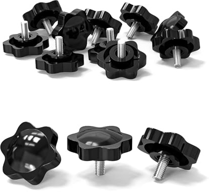 ORTAVA 10 stycken stjärnhandtagsskruvar, skruvar med handtag M5 x 10 mm, räfflad skruv, stjärnhandtagsmutter, klämknapp för verktygsmaskin, maskin (svart)