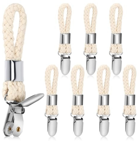 Pavlleen 8 Stück Handtuch Klammern,aufhänger für handtücher,Geschirrtücher Halter,Haken für Handtücher,Handtuchclips mit Schlaufen,handtuchaufhänger ohne nähen (beige Haken)