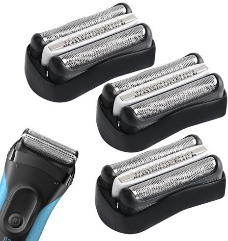 3 Stück Ersatz-Scherkopf Kompatibel mit Braun Series 3, 32B Rasierköpfe Ersatzklingen Klingen Rasierkopf für Series 3 3000s, 3010s, 3040s,3050cc, 300s, 310s etc (32B, Schwarz)
