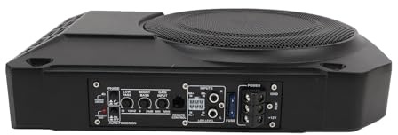Acouto Subwoofer Attivo 10 Pollici Ultra Sottile 800 W 2,5 Ohm Subwoofer per Auto Alimentato Sotto il Sedile con Controller per del Veicolo è Facile Installare Sotto il