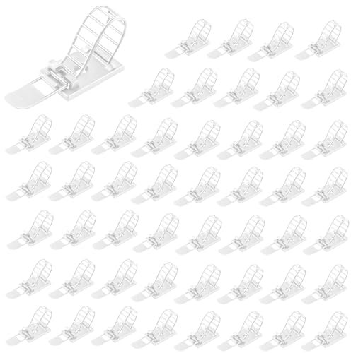 50 Stück Kabelclips Kabelklemmen, Selbstklebend als Kabelführung Kabelmanagement, Verstellbare Kabelklemme Kabelschellen Kabelbefestigung Kabel Gurte für Computerkabel, TV-Kabel, USB-Kabel, Weiß