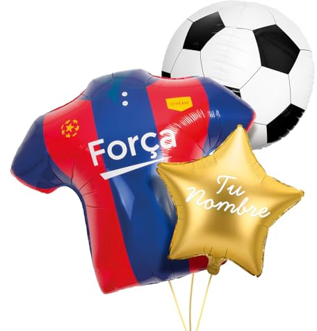 OH YEAH - Set Globos Fútbol PERSONALIZADO - Globo Foil Estrella + Globo Foil Temático - Perfecto para fiestas y eventos - Apto Helio - Set Personalizado - ELIGE TU NOMBRE