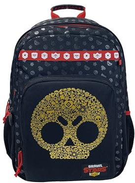 CyP Brands - Brawl Stars - Sac à dos, sac à dos adaptable à la valise, fournitures scolaires, noir, produit officiel