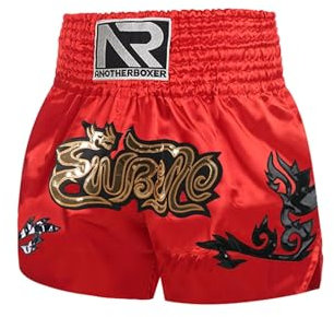 Fasheepfa Muay Thai-Shorts für Kinder, Unisex, für Jungen und Mädchen, MMA, Kickboxen, Kampfsport, Training, Kampfsport, rot, M