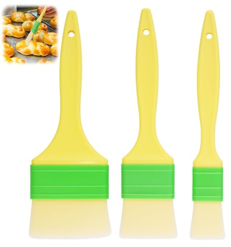 3 pennelli da pasticceria da 22 cm, con setole naturali, manico in plastica, per cuocere al forno, resistenti al calore, senza BPA, per cucinare barbecue e grigliare