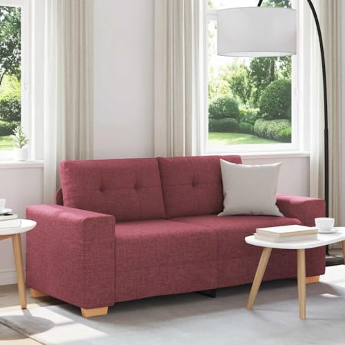 LoogCape Loveseat-soffa vinröd 140 cm, tygstoppning, skumsits, stabil träram, för vardagsrum och sovrum, bekväm relaxsoffa