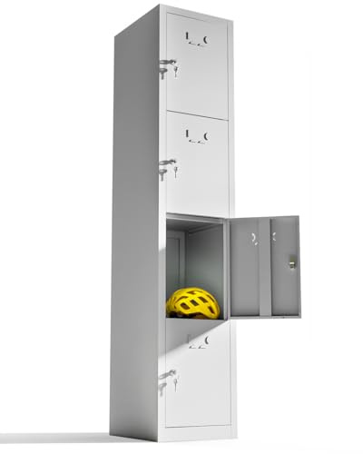 TwinThink Metal Locker Cabinet 4 Door Lockable Storage Locker (Grey)