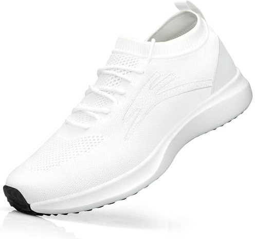 Puweco Trainers Men Running Shoes Walking Tennis Gym Sports Sneakers Outdoor White