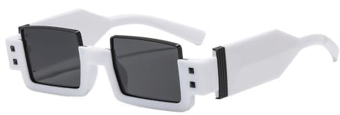 Rektangulära solglasögon med linser Glasögonbågar Modeaccessoar | Dekorativa glasögonbågar Lätta falska glasögon for män och kvinnor(WHITE/GRAY)