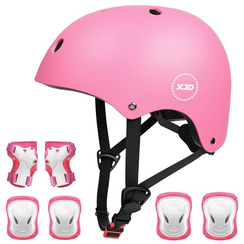 XJD Kids Bike Helmet Set for 3-5-8-14 Years, Knee Elbow Pads Wrist Guards