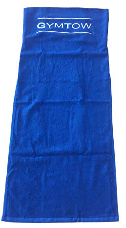 Flobajo GymTow Sporthandtuch, Fitness-Handtuch mit Doppeltasche und umgenähtem Kopfteil, mit Reißverschluss, 100% Baumwolle, 100x40 cm Länge, Antirutschfunktion, ideal für das Fitnessstudio (blau)