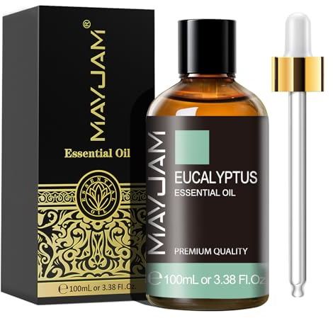 MAYJAM Huile Essentielle de Eucalyptus 100ML de Haute Qualité pour Diffuseur, Humidificateur, DIY, Home, Wardrobes