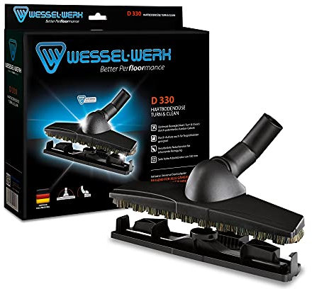 Wessel Werk D330 Staubsaugerdüse mit Naturhaarborsten | Hartbodendüse | ideal für Parkett, Laminat, Fliesen | inkl. Aufsatz zur Teppichreinigung und Mopp für Saugen und Wischen | passend von 32-38mm