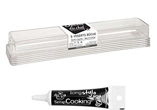 5 inserts bûche de Noël + Stylo glaçage noir