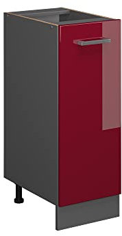 Vicco Apothekerschrank R-Line, Bordeaux Hochglanz/Anthrazit, 30 cm ohne Arbeitsplatte