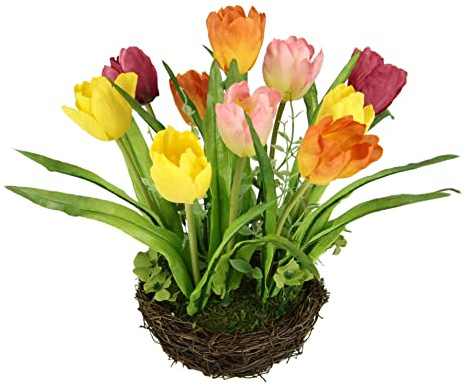 Arrangemang tulpan konstgjorda blommor dekoration blommor vårdekoration mittstycke konstgjord växt vår påsk påskdekoration blomarrangemang blommor bröllop sidenblomma bordsdekoration krukväxt blomster