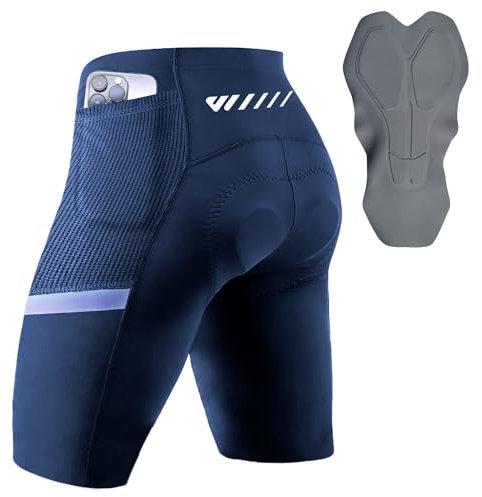 Lo.gas Radlerhose Herren gepolstert, Radhose für Männer Gel gepolstert mit Taschen, Road Shorts atmungsaktiv Quick-Dry,Blau,M