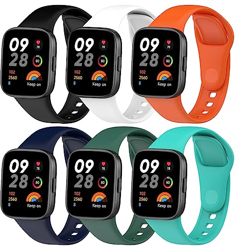 BDIG 6 Pcs Correas Compatible para Xiaomi Redmi Watch 3, Pulsera Xiaomi Watch 3 Colorido Suave Silicona Reloj Recambio Brazalete Impermeable Correa para Redmi Watch 3