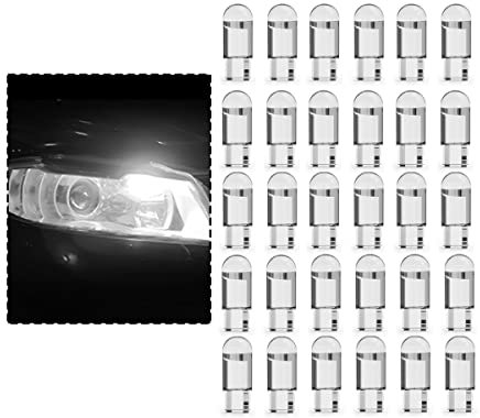 CGEAMDY 30 PCS T10 LED Ampoules De Voiture, W5W Ampoule LED 194168 Ampoules, Pour Intérieur De Voiture Lumière, Lampes De Lecture,Dôme, Plaque D'immatriculation, Éclairage Intérieur (Blanc)