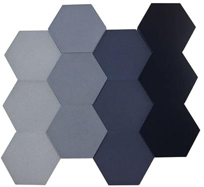Paneldesign24 Fluffo Hexa Flat Set | Assorbitore acustico da parete | Pannelli acustici esagonali | 12 pannelli da parete 3D | moderni e di alta qualità (blu navy)