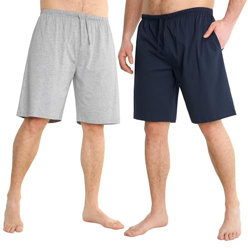 CityComfort Pyjamasbyxor för män i dubbelpack | förpackning med två bomullsshorts med elastisk midja | mjuka, mysiga och bekväma loungeshorts, herrpyjamas