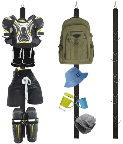 XITVVyg Hockey Drying Rack, Sports Gear Organizer with 5 Hooks For Home Travel Outdoor Baseball Using in Hockey Skating Football Lacrosse Camping Fishing- Sports Gear Hanger,Ice Hockey Gifts (Black)