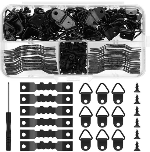 Auauraintt 251 Pezzi Ganci per Quadri, Chiodi per Muro, Appendi con Viti di Fissaggio, Gancetti Dentati in Metallo per Barelle, Cornici e Artigianato