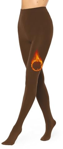 Merry Style Thermo Strumpfhose Damen Winter Gefütterte Strumpfhose Wärme Tights Thermostrumpfhose Strumpfhosen Damen Winter Thermo Leggings Outdoor MS-ATX-442 (Braun, XS/S)