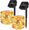 Yizhet Luci Solari Esterno, 2 Pezzi 15+2M 150 Led Catena Luminosa Esterno Solare, 8 Modalità, Impermeabile IP65, Luce Bianca Calda, Totale di 34M 300 Led per Esterno Giardino Albero Patio Natale