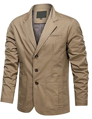 CreoQIJI Americana de corte ajustado para hombre de talla grande, blazer informal con un botón - chaqueta de vestir moderna abrigo de verano ligero clásico para bodas cuello chal cómodo ajuste