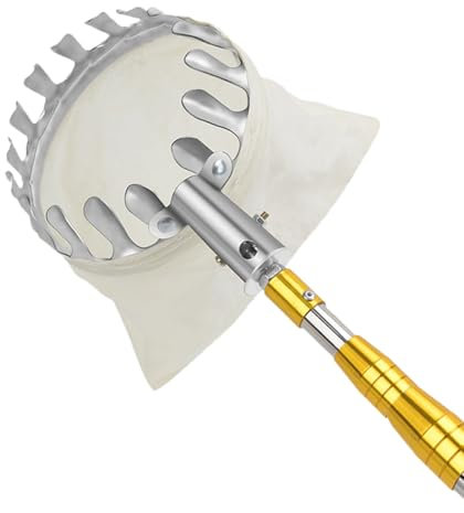 Cueille Fruit Telescopique avec Sac Cueilleur de Fruits avec Manche Télescopique en Acier Inoxydable Cueille Cerise Ramasse Fruit pour La Récolte De Poire Citron Orange Outil Cueillette Jardin