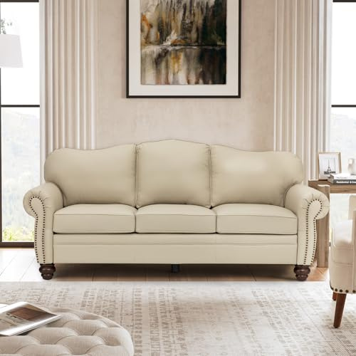 The support you need Classic 3-Seater Sofa with Premium Leather Upholstery, Stylish & Comfortable Sofa for Living Room or Office, Easy to Maintain & Long-Lasting Beige