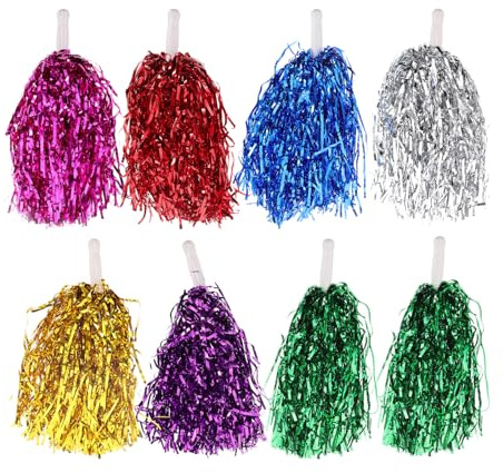 Toddmomy 8 Pièces Pompons de Cheerleading Légers Plastique avec Manche Mixte Couleurs Accessoires Réutilisables pour Équipes de Danse et Compétitions