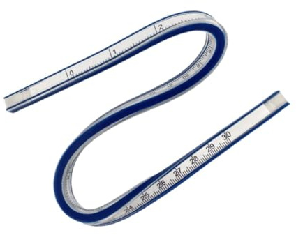 IOIUSKKU Flexibel kurvlinjal Flexibel med inbyggd skala, teknisk ritning och grafik, kurvlinjal är ett viktigt verktyg för olika ritningar, ritverktyg, böjd, 30 cm